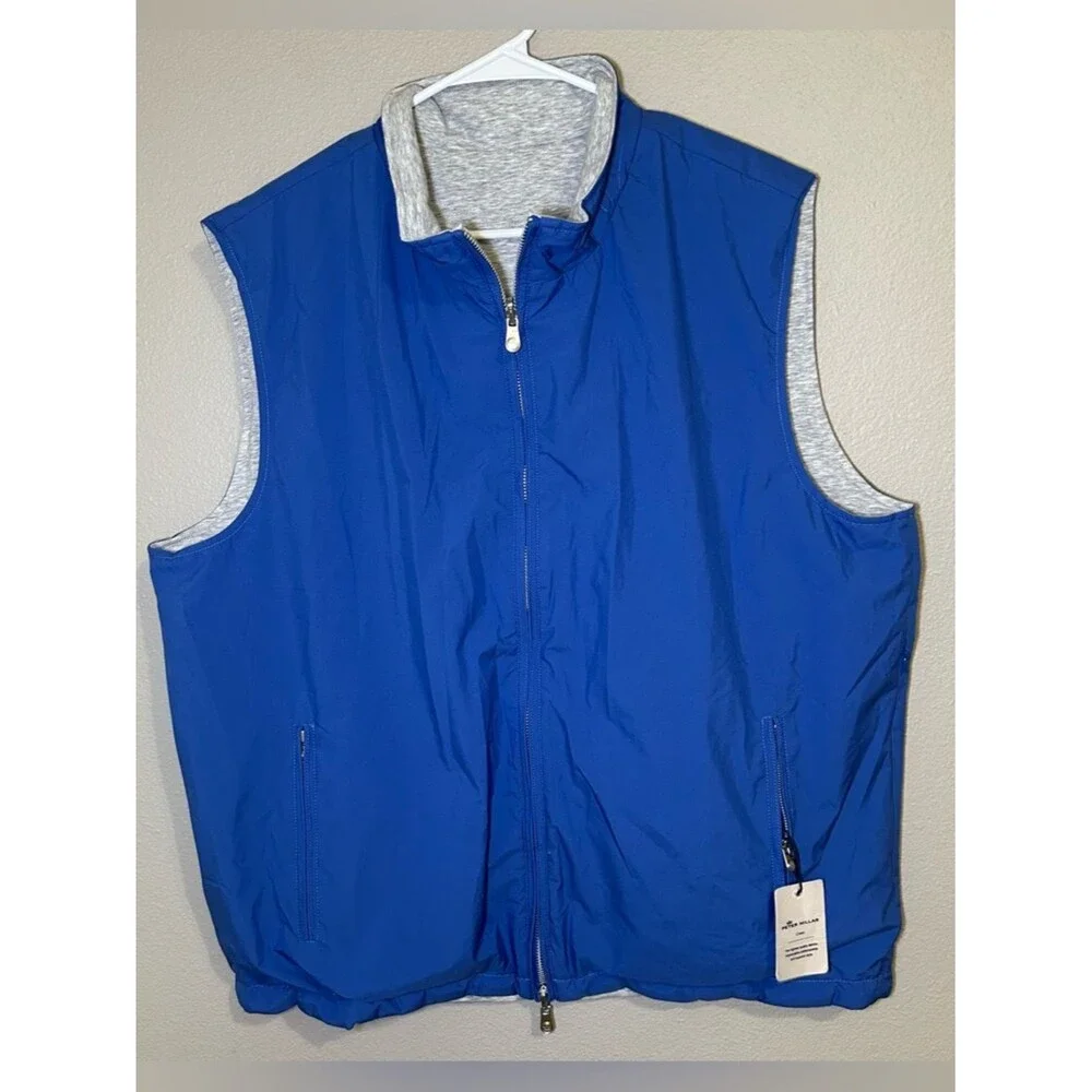 NEW Peter Millar Crown Blue Gray Reversible Full Zip Golf Vest Men’s Size XL